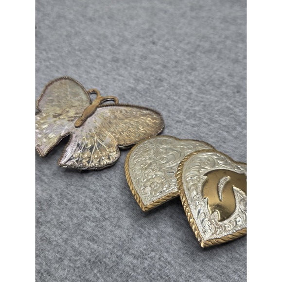 Lot 2 Womens Vintage Montana Silversmiths Crumrine Butterfly Stallion Buckles main image 5